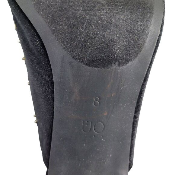 Urban Outfitters Formal Velvet Mules 8 Black Zoe Gold Floral Embroidered 4" Heel - Picture 10 of 13